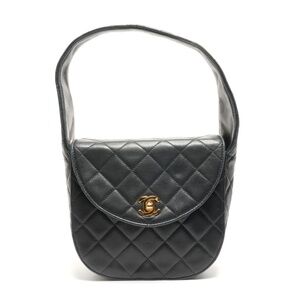CHANEL Lambskin Matelasse Turnlock Handbag in Black WS26846